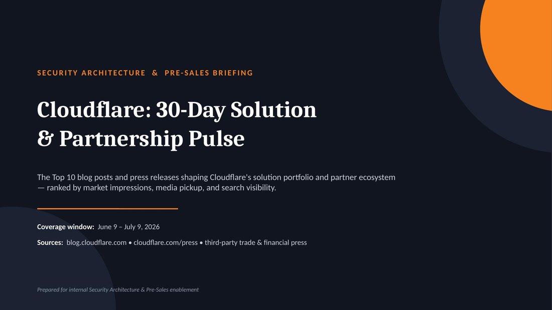 Front slide of Cloudflare: 30-Day Solution & Partnership Pulse